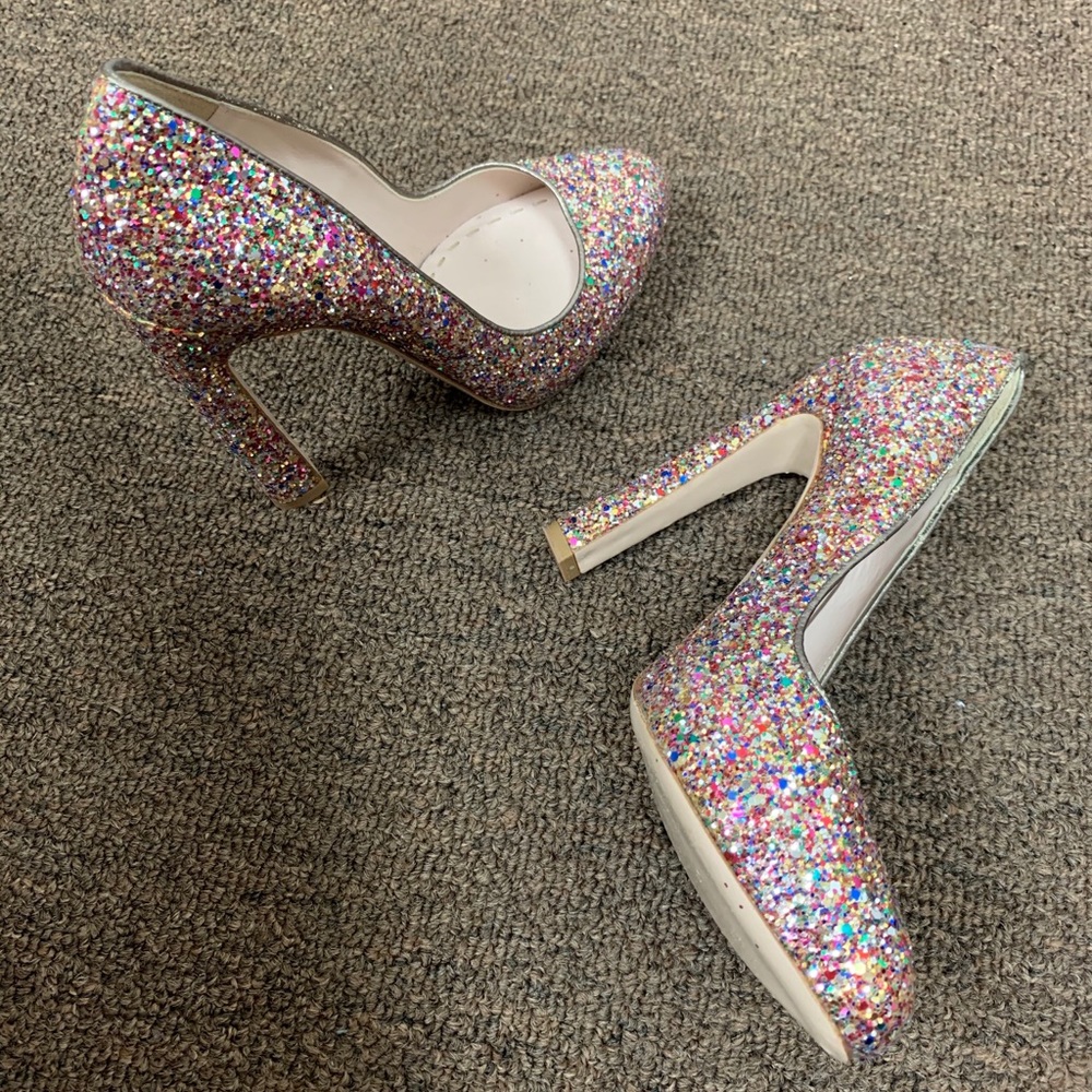 Miu Miu Rainbow Glitter Pointed-toe Pumps - Picture 2 of 9